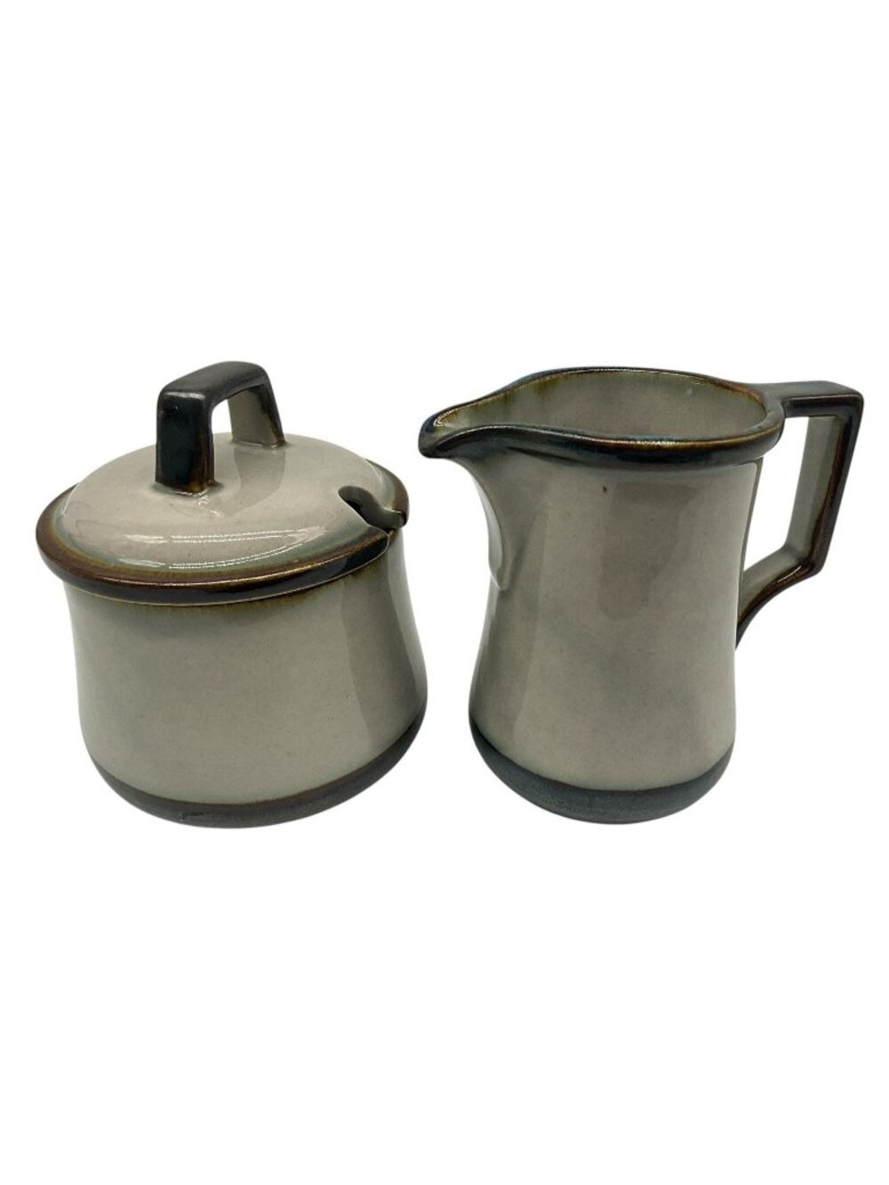 Bing & Grondahl Tema Stoneware Creamer and Sugar Bowl with Lid Vintage Danish